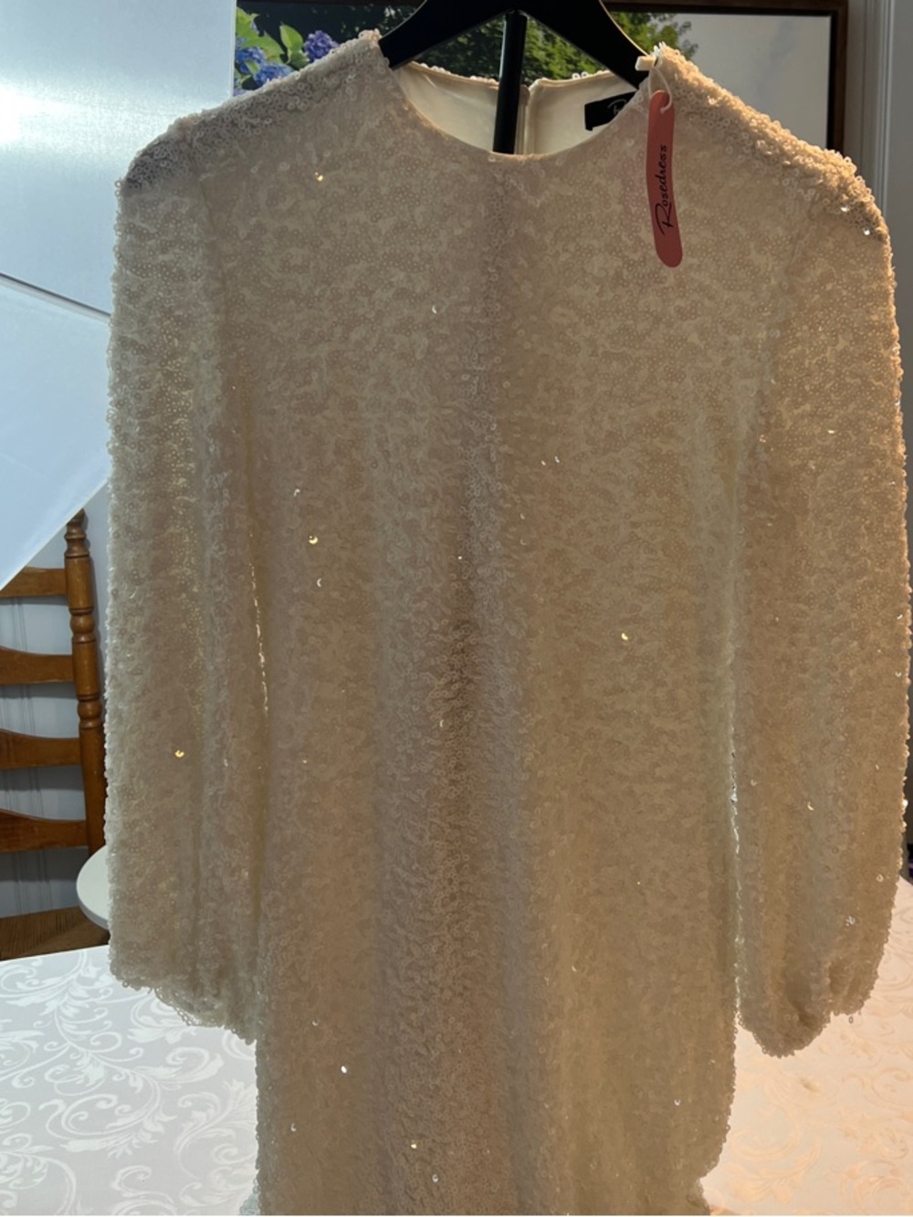 Rose dress Ivory Sequin Long-Sleeve Dress